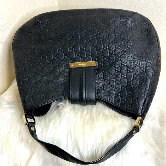 💯 Authentic-GUCCISSIMA Black Leather Large Web Hobo shoulder bag - Picture 4 of 11